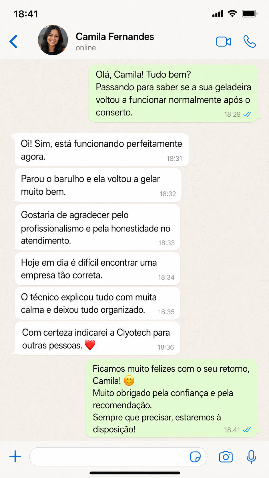 Depoimento de cliente Clyotech - conversa 6