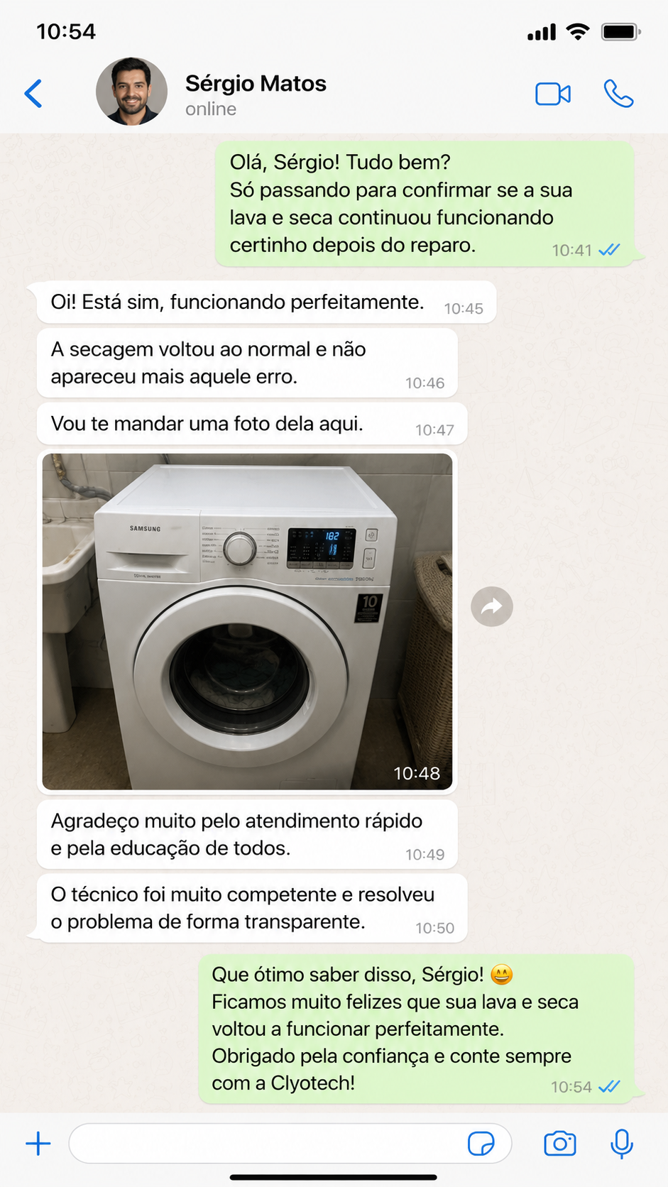 Depoimento de cliente Clyotech - conversa 7